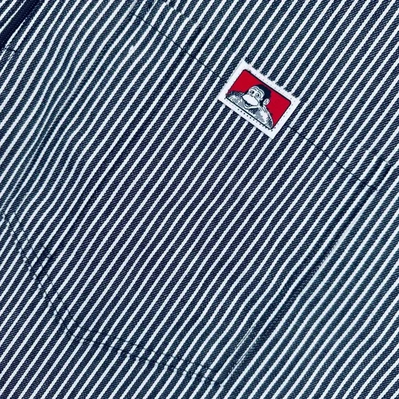 Ben Davis Men's 3XL Black White Hickory Stripe Half Zip Work Shirt Made in USA - Picture 5 of 10